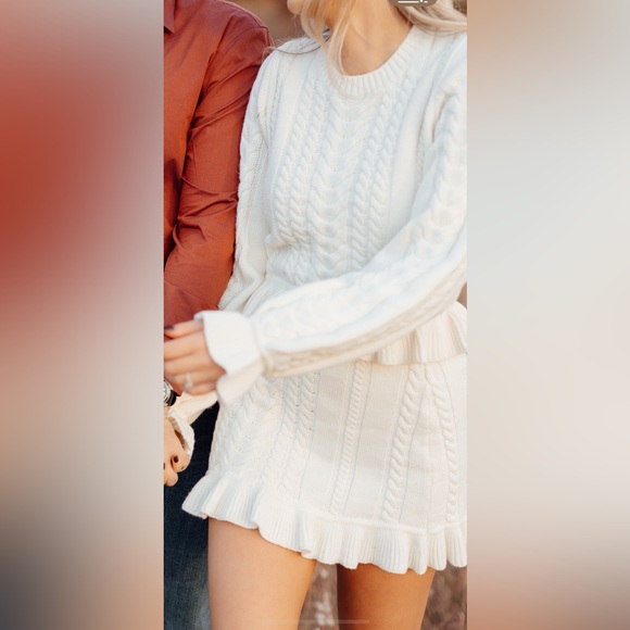 Show Me Your MuMu Ridley Ruffle Sweater and Skirt ~ Cream Cable Knit - Picture 4 of 4